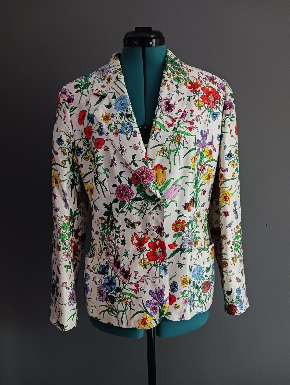 GUCCI vintage 1980 Floral Silk Blazer, Jacket Size 40